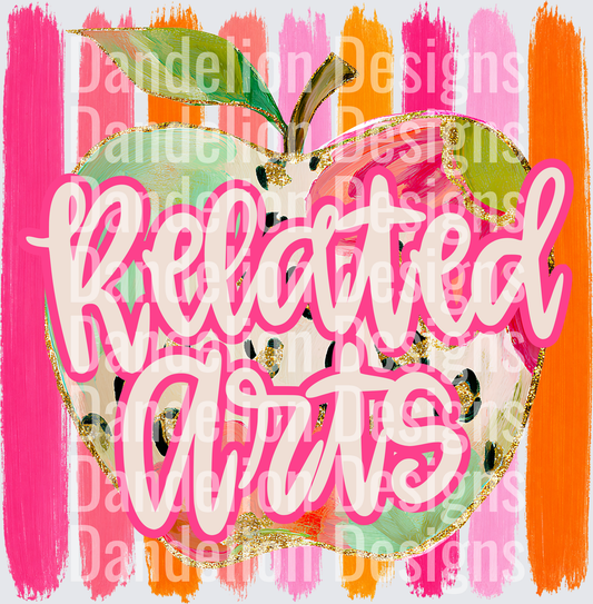 Related Arts Teacher Colorful Painted Apple Brush Strokes