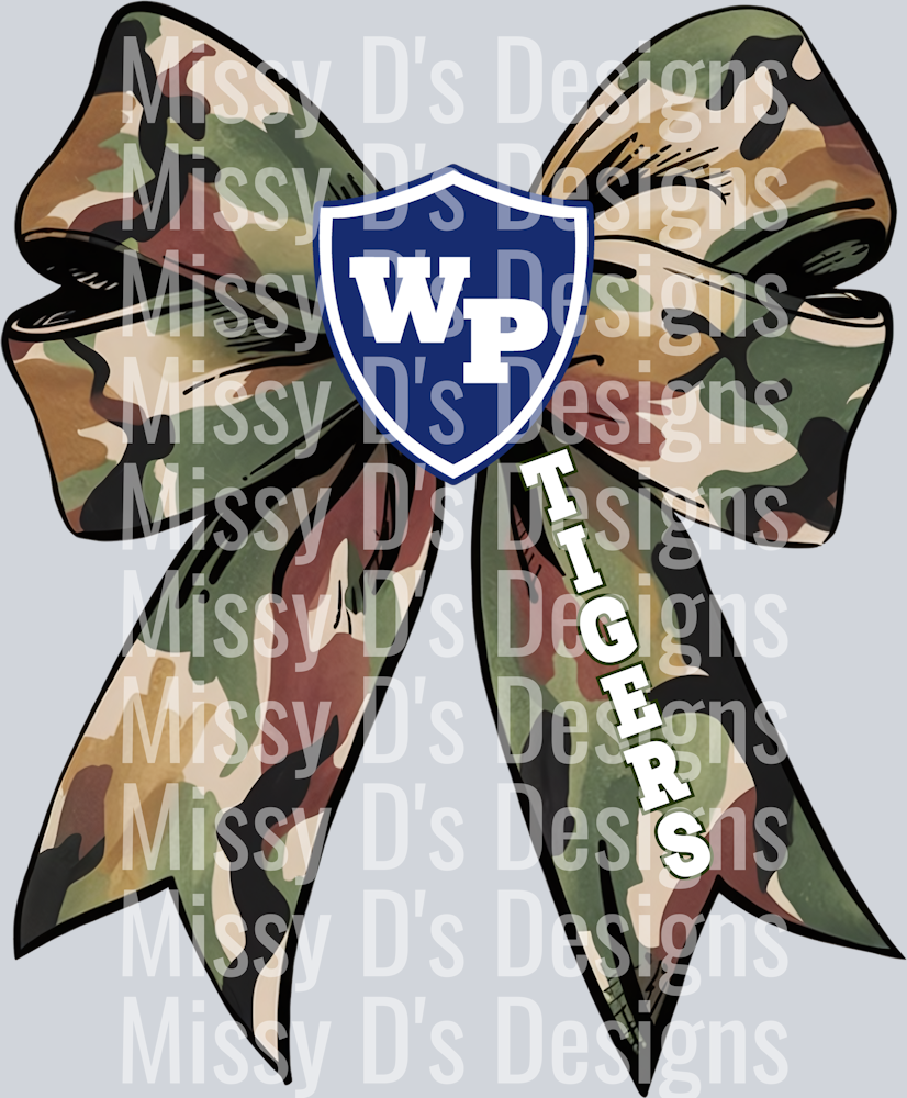wills point tigers Camo Ribbon Bow Coquette