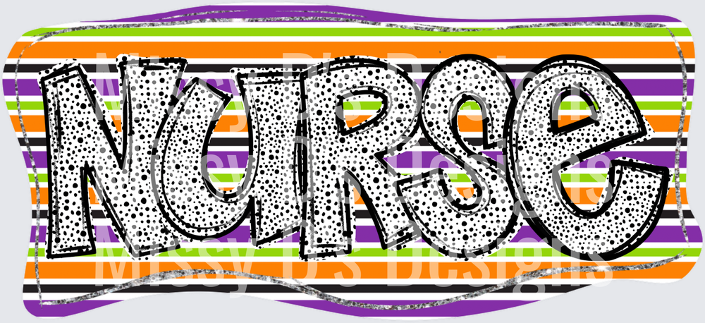 Halloween Striped Nurse Bold Dotted Letter Design