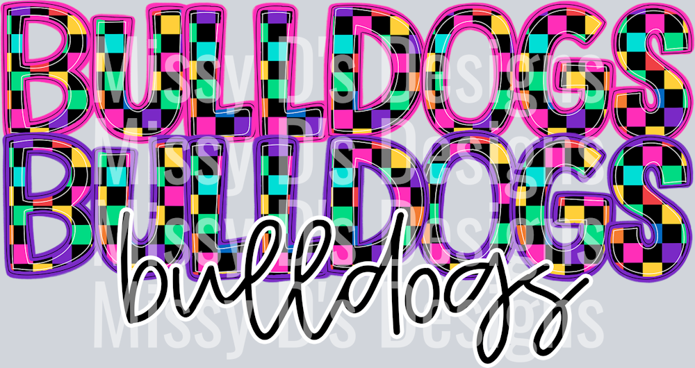 colorful check bulldogs