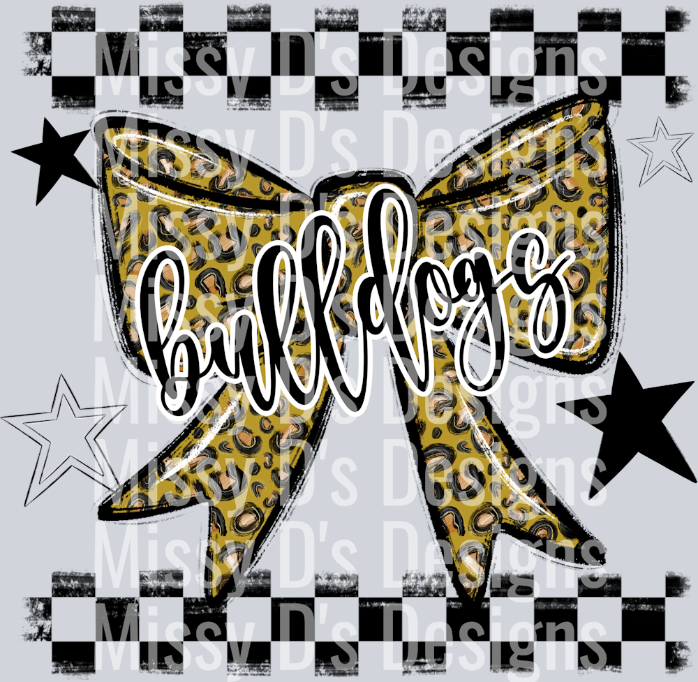 Splatter color bow bulldogs gold