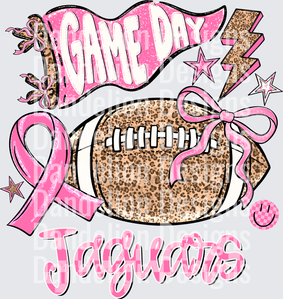 Game Day Jaguars Breast Cancer Awareness Leopard Football