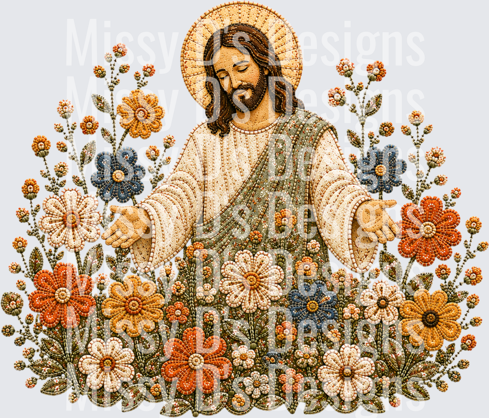 Jesus and flowers