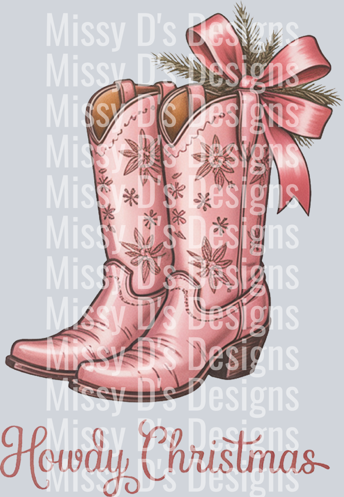 Western Christmas PNG Howdy Pink Boots PNG 2
