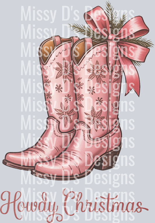 Western Christmas PNG Howdy Pink Boots PNG 2