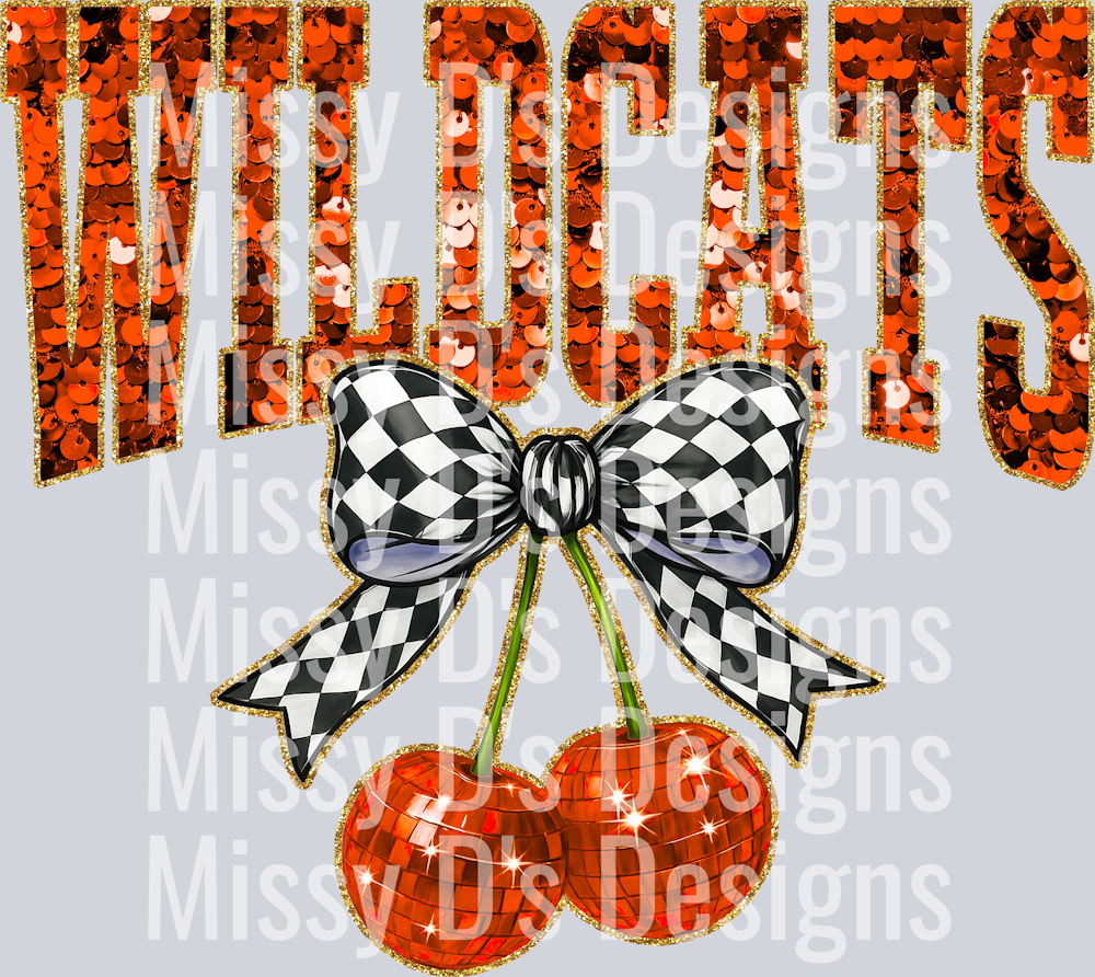 Orange Sequin Cherry Wildcats
