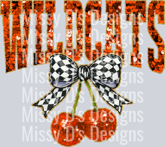 Orange Sequin Cherry Wildcats