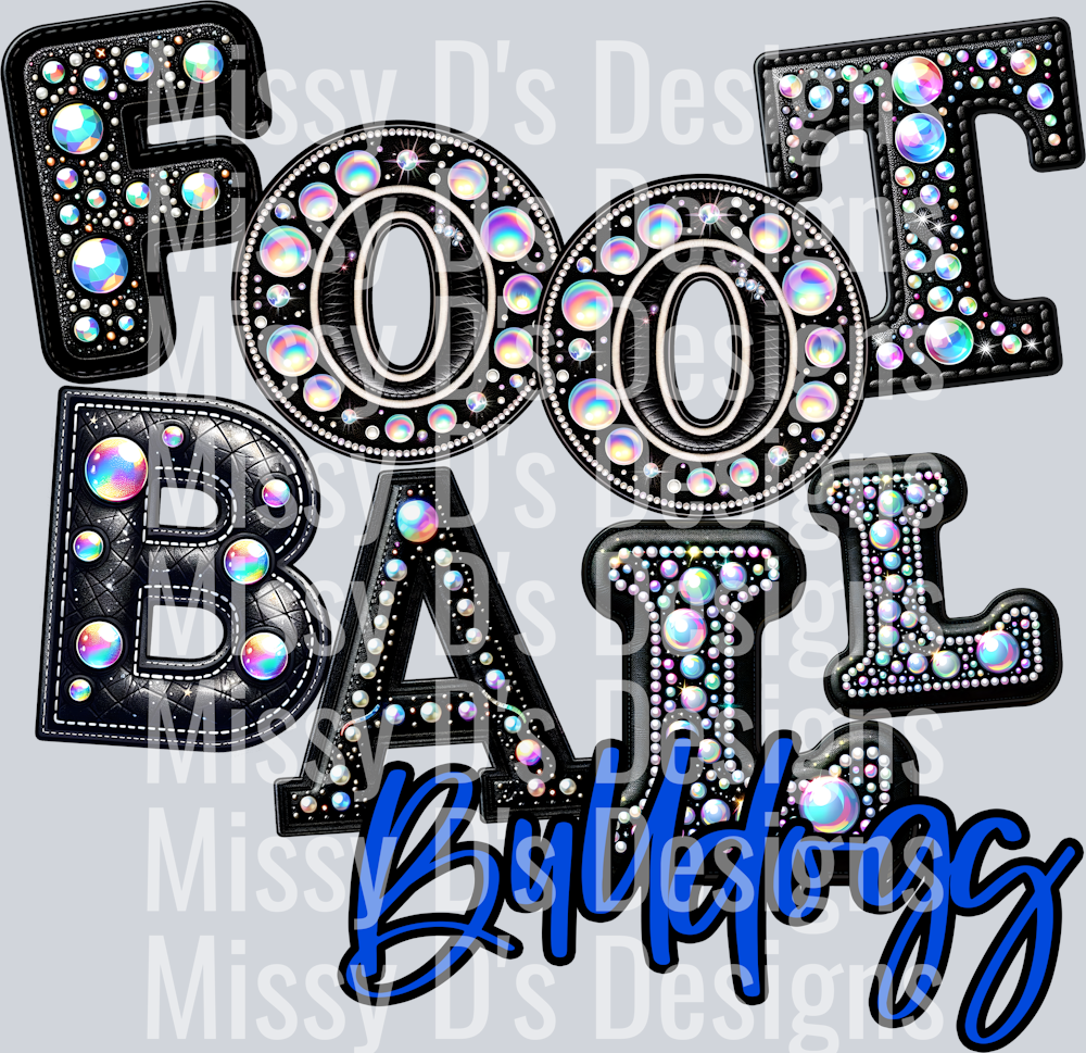 Leather Rhinestone Football Bulldogs Royal Blue