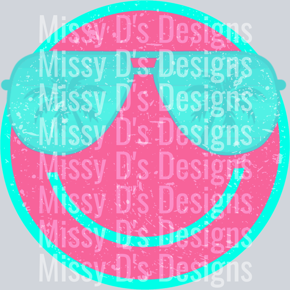 pink teal smiley sunglasses