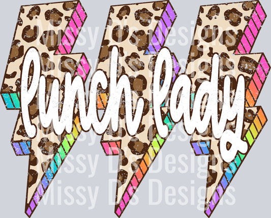 Leopard Lightning Bolt Lunch Lady