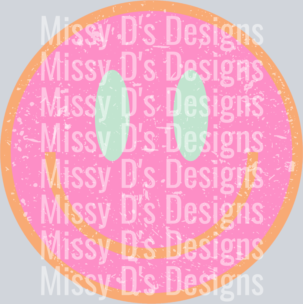 smiley pink distressed