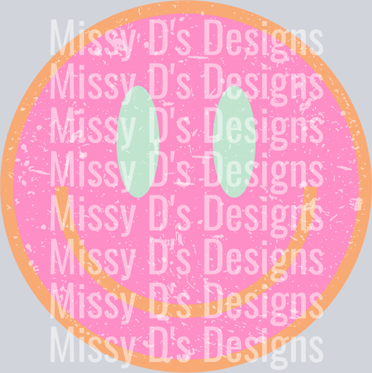 smiley pink distressed