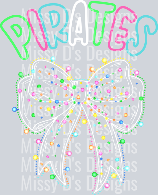 pirates bright christmas bow