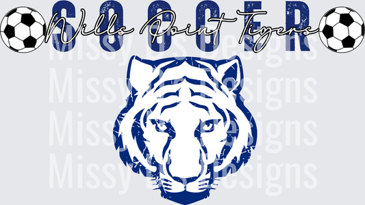 Wills Point Tigers Soccer Distressed Tiger Face Design