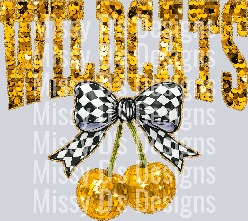Gold Sequin Cherry Wildcats