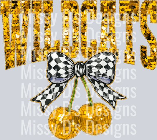 Gold Sequin Cherry Wildcats