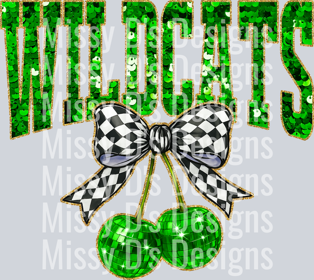 Green Sequin Cherry Wildcats