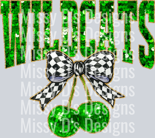 Green Sequin Cherry Wildcats