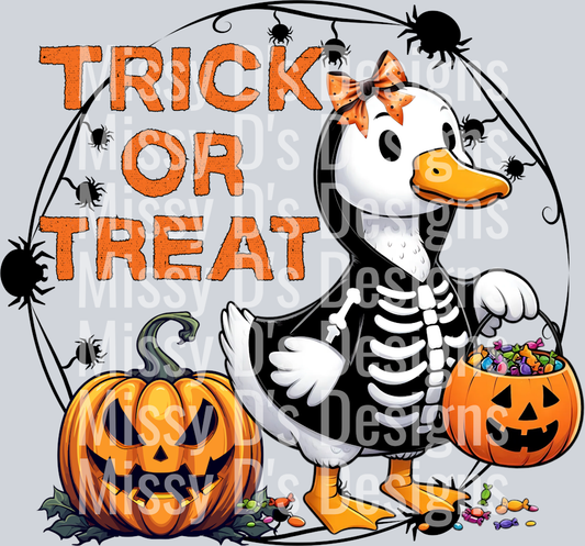 TRICKORTREATDUCKSKELETONORANGEBOW