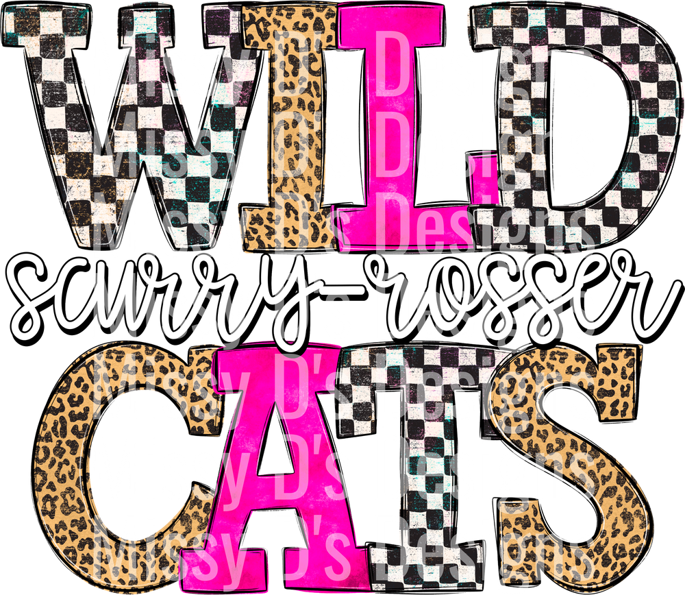WILD Scurry-rosser CATS with Leopard Print and Checkered Pattern