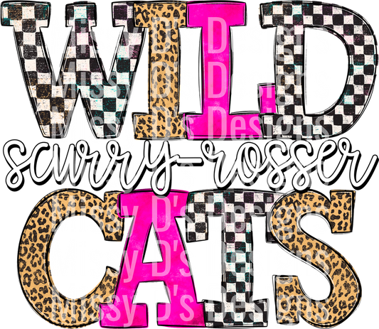 WILD Scurry-rosser CATS with Leopard Print and Checkered Pattern