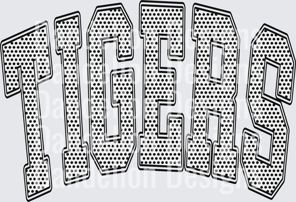 Tigers Arched Varsity Letters Polka Dot Pattern
