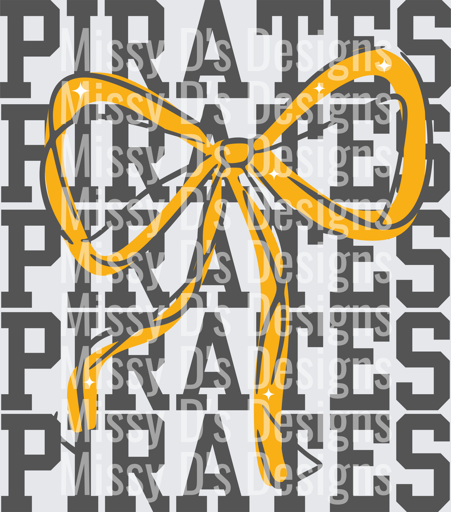 pirates grey gold ribbon bow stacked