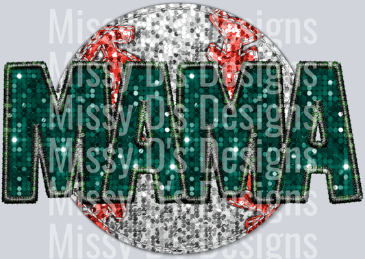 baseball mama drk green