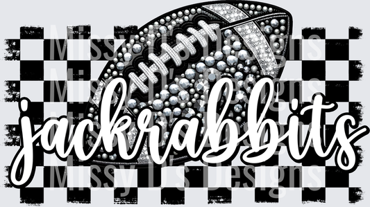 Football Rhinestone Checkered jackrabbits
