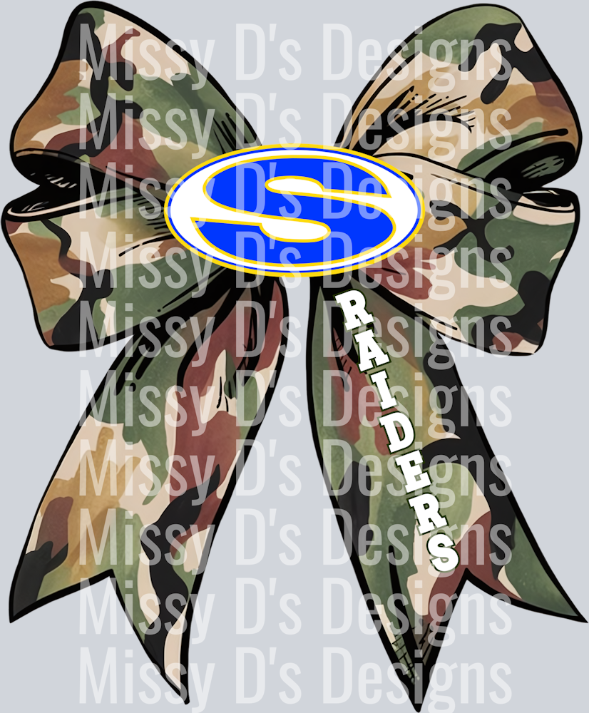 sunnyvale raiders Camo Ribbon Bow Coquette
