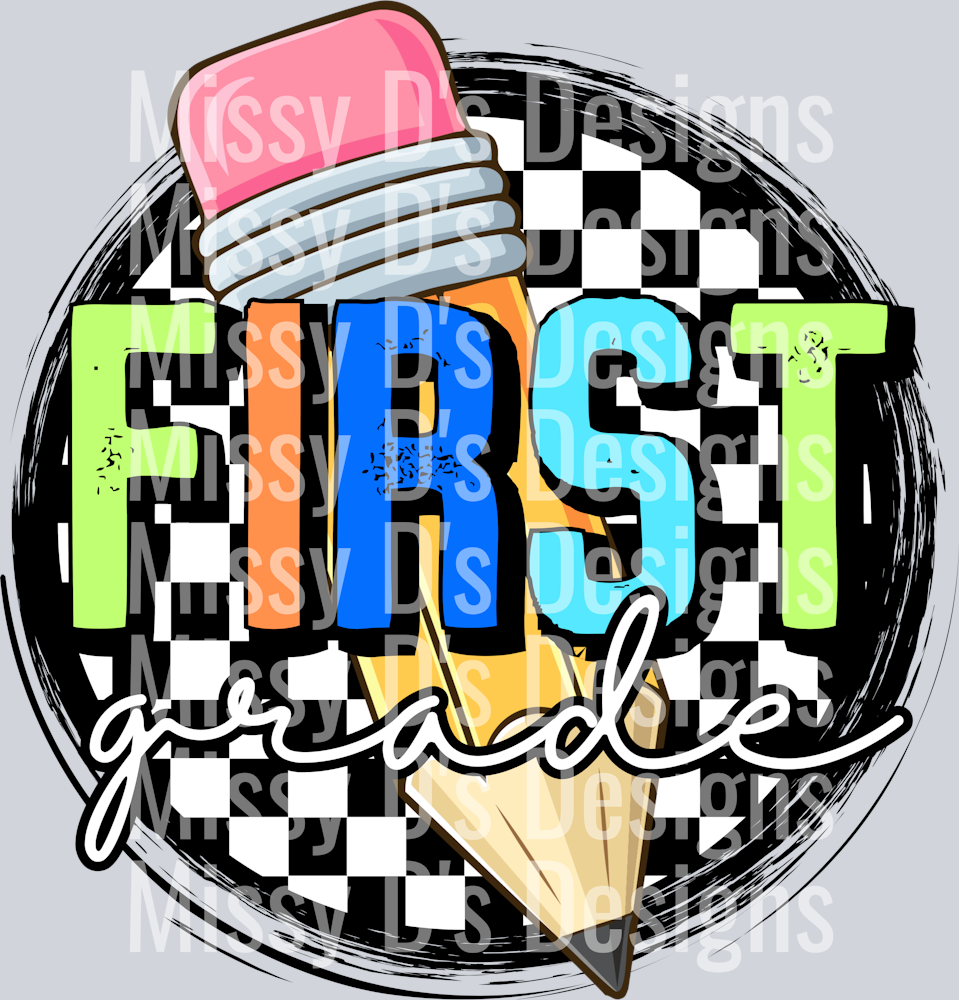 CheckeredPencilCircleFirstGrade