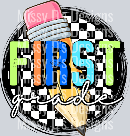CheckeredPencilCircleFirstGrade