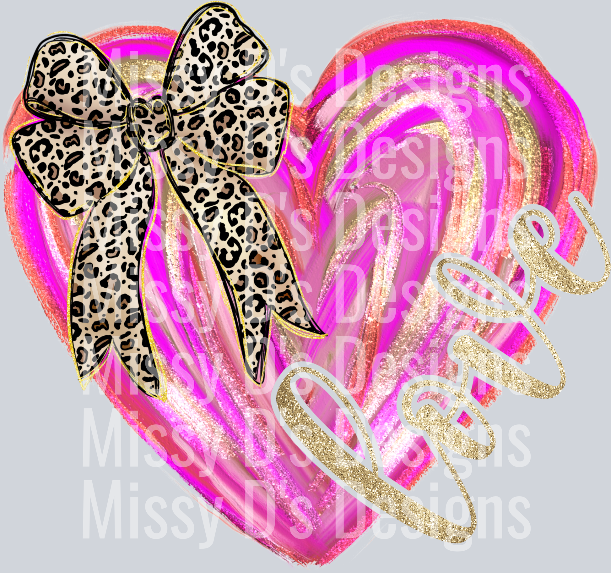 brushstroke love leopard heart