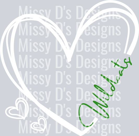 Wildcats white doodle heart