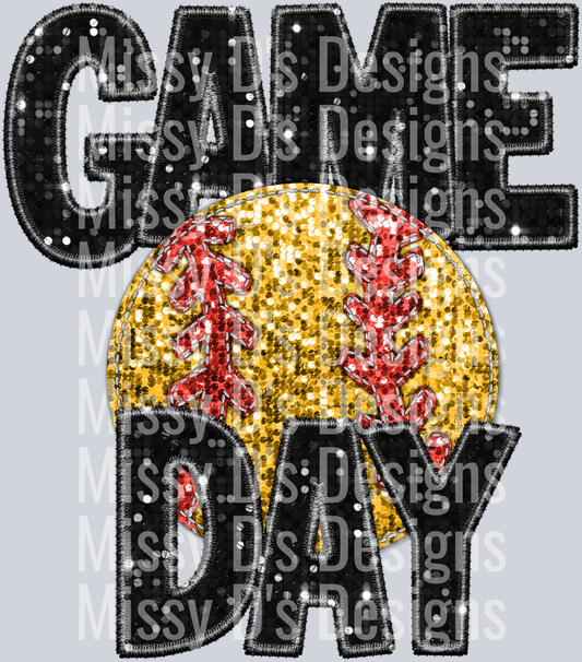 game day softball glitter