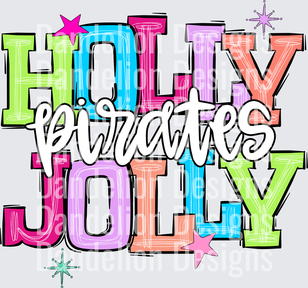 Holly Jolly Pirates Colorful Bold Retro Typography Design