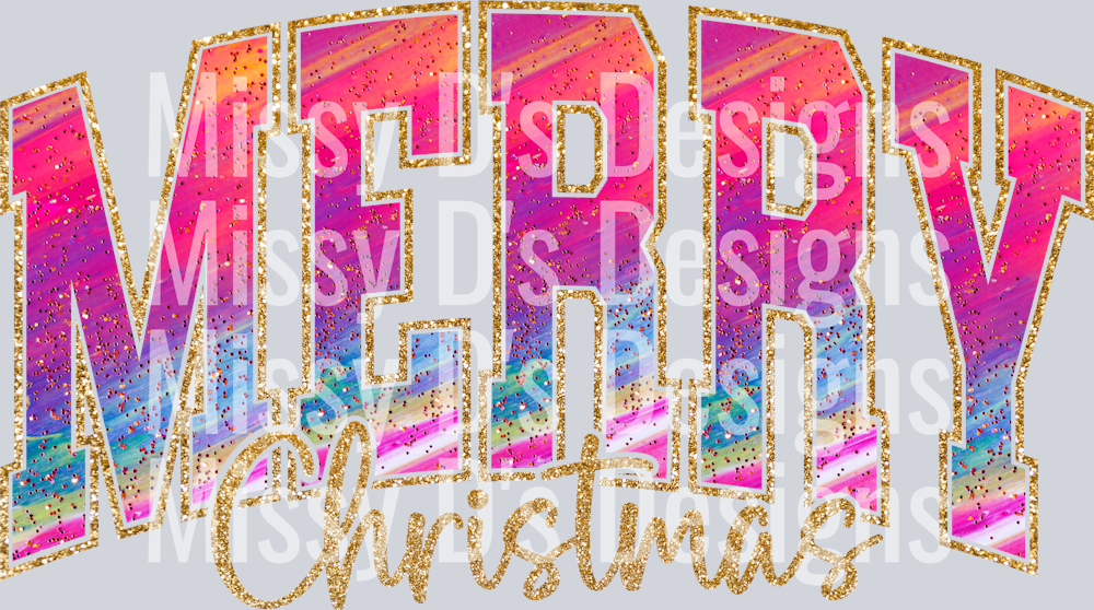 Merry Christmas Pink Purple Gold Glitter 300dpi