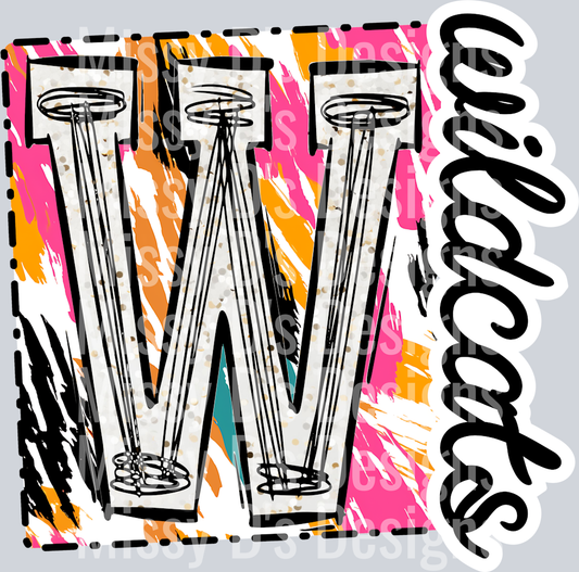 wildcats multi-color abstract W