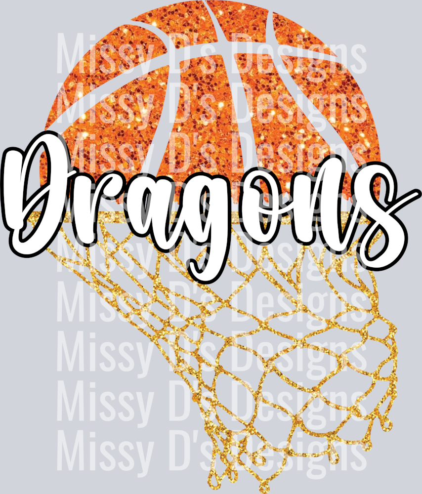 Basketball Net Faux Glitter Dragons