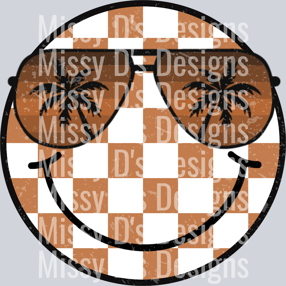 smiley sunglasses brown checkered