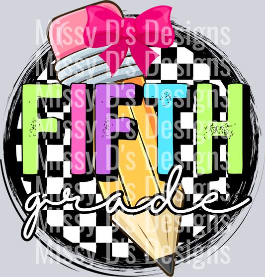 CheckeredPencilCircleBowFifthGrade