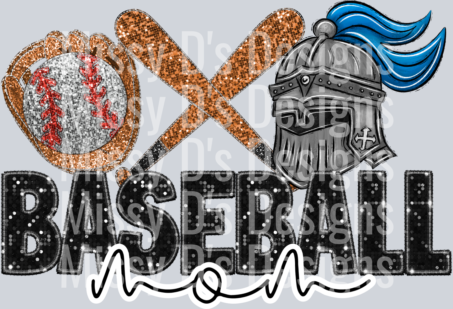 glitter knights baseball mom