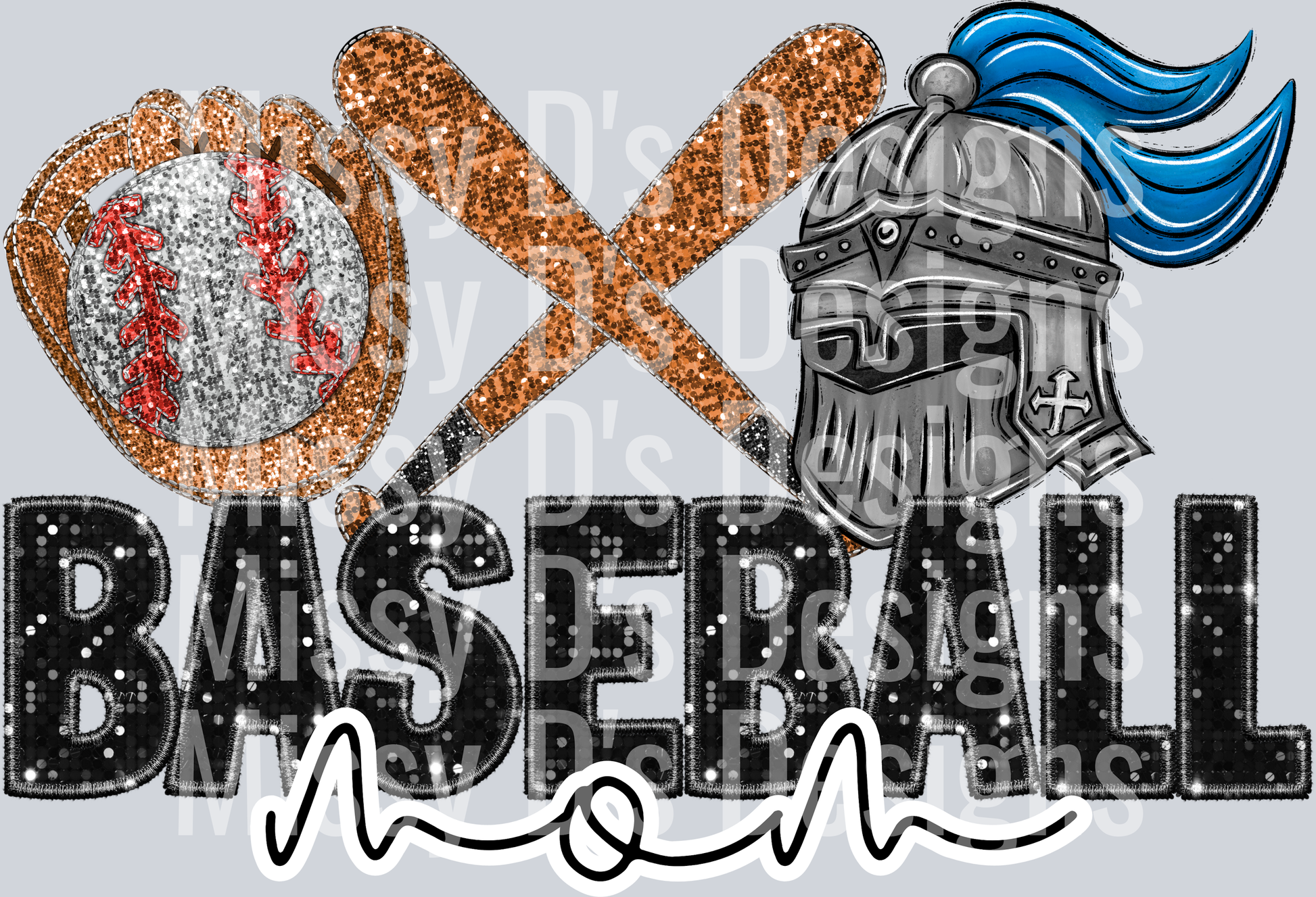 glitter knights baseball mom