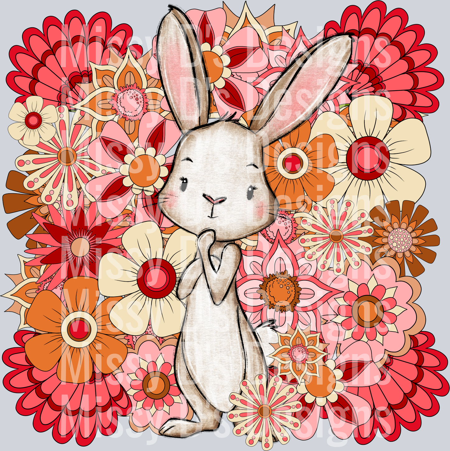 floral retro bunny