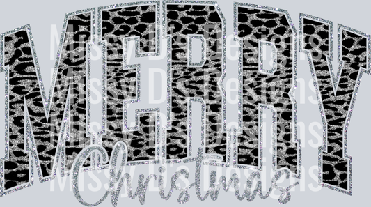 Merry Christmas Black Silver Animal Print 300dpi