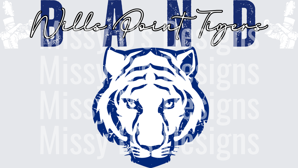 Wills Point Tigers Band Distressed Tiger Mascot