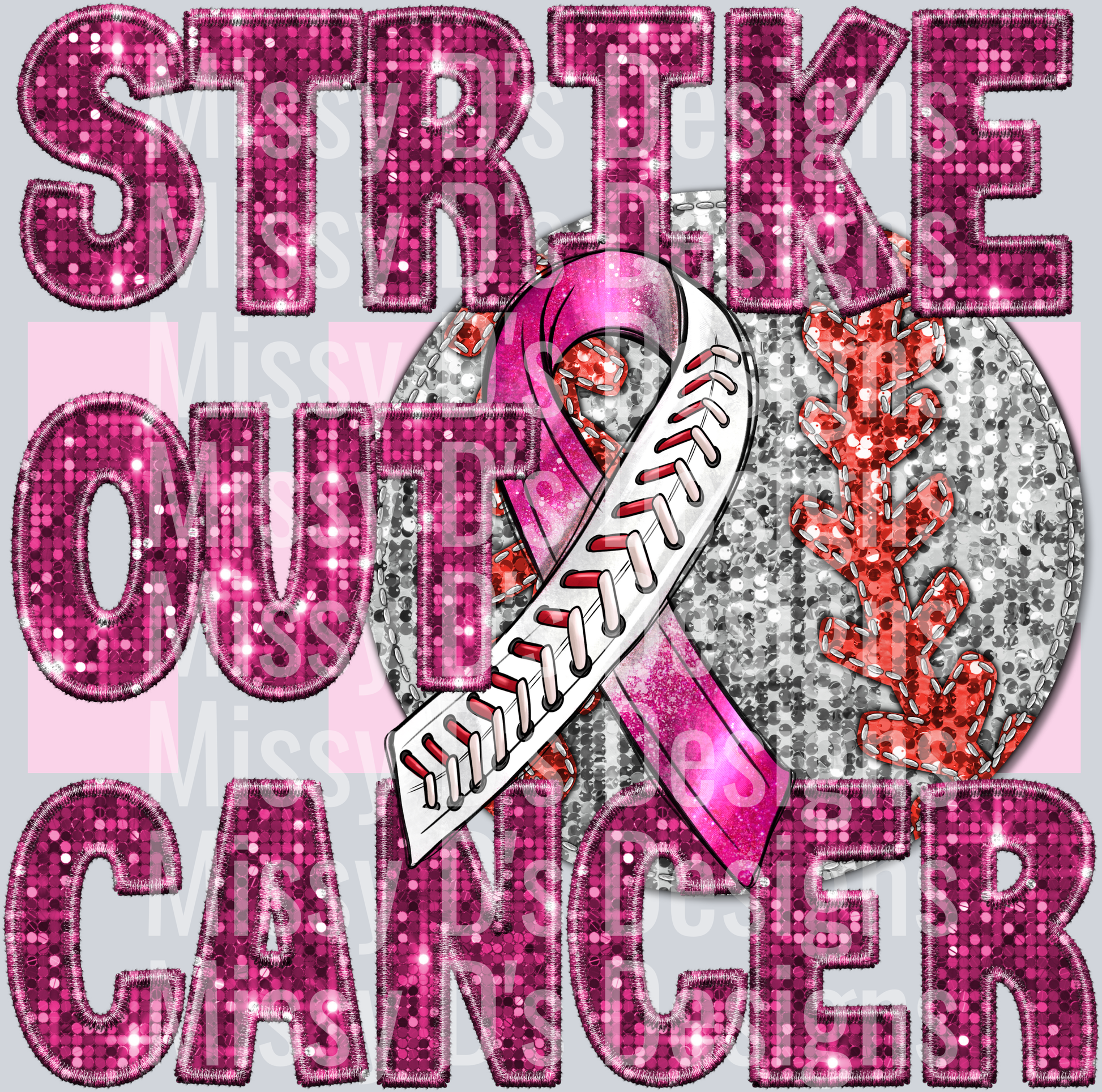 strike out cancer baseball rbbon