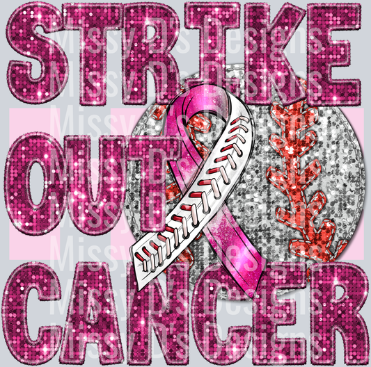 strike out cancer baseball rbbon
