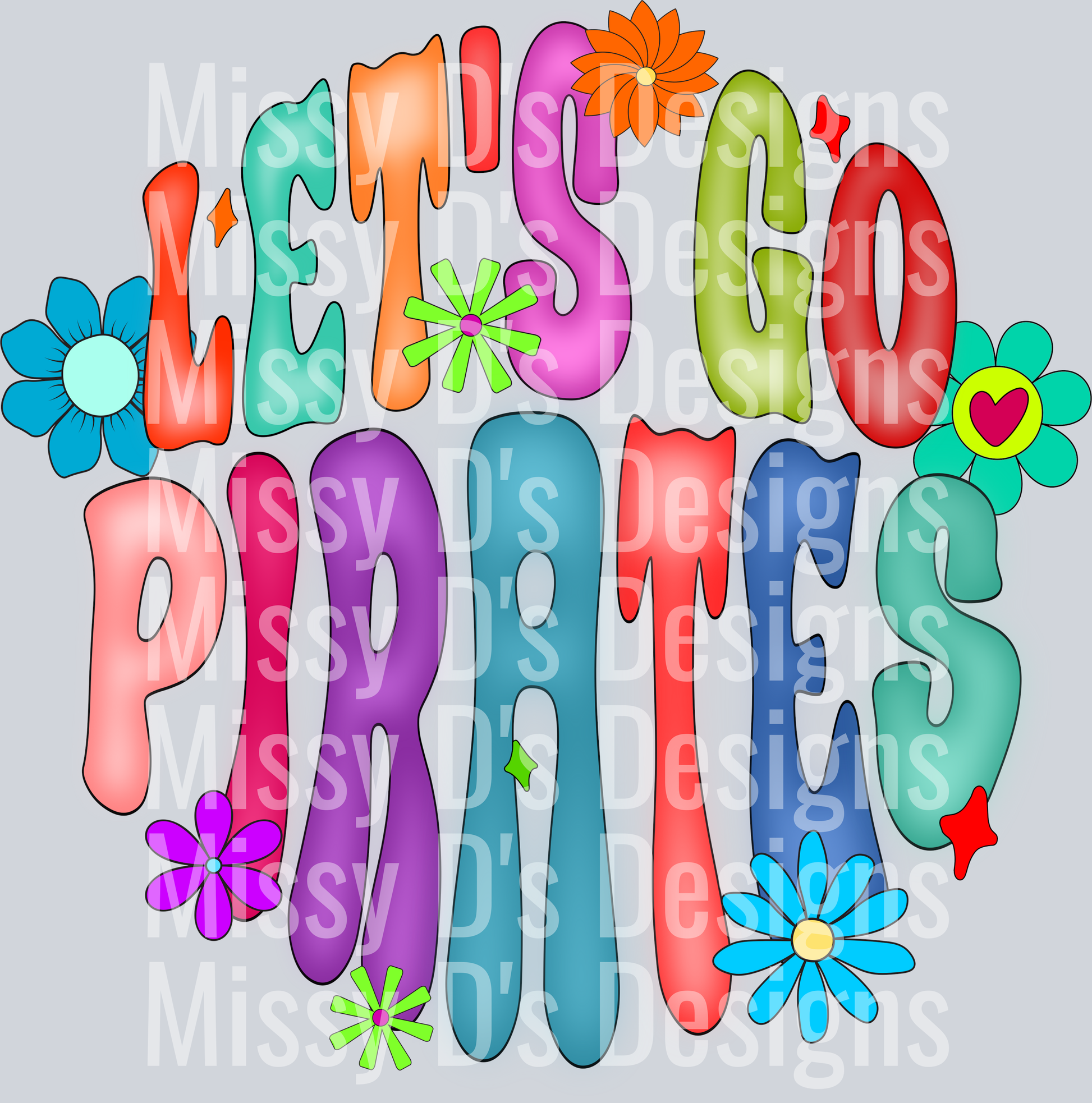 let's go pirates flower colorful