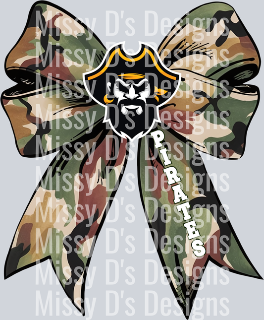 Pirates Camo Ribbon Bow Coquette
